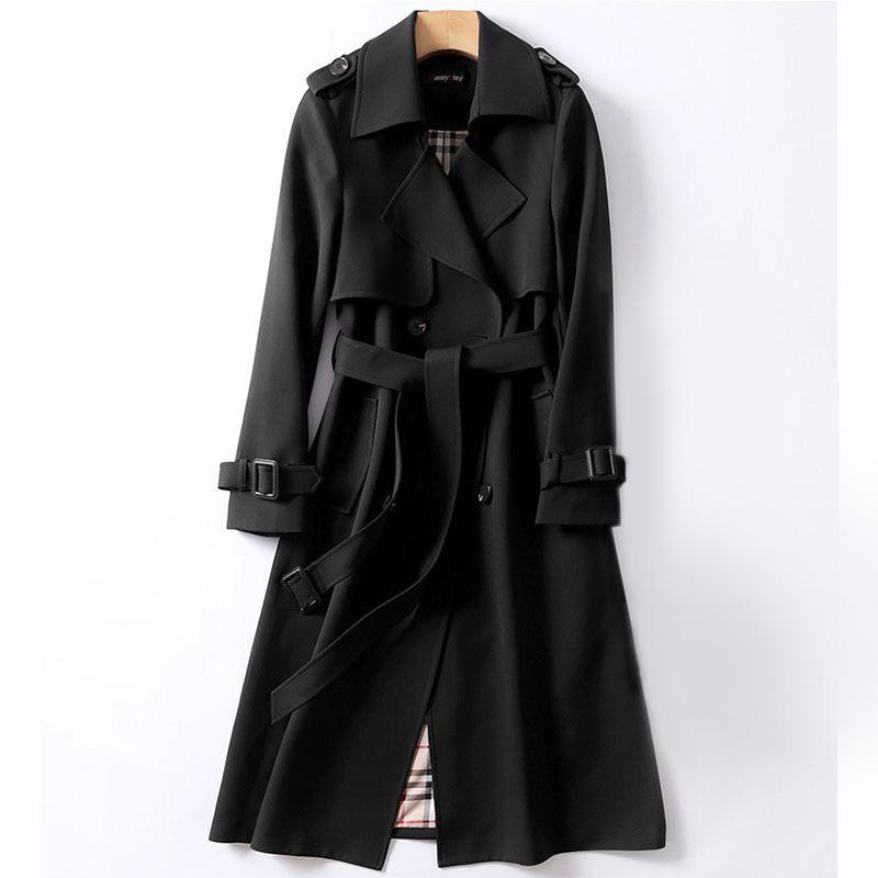 Новинка 2023 года, осенне-зимняя ветровка большого размера средней длины, женское модное пальто выше колена в британском стиле