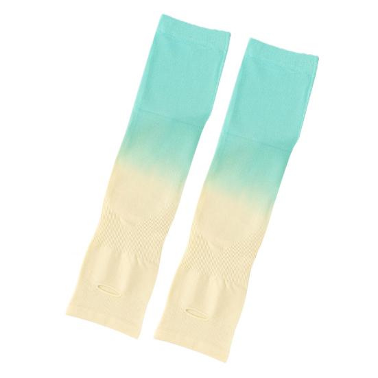 1 Pair Summer Ice Silk Arm Sleeves Gradient Color UV Sun Protection Breathable Elastic Men Women Outdoor Cycling Fishing Long Cooling Arm Cover