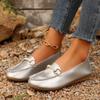 Large Size Metal Buckle Flat-soled Single Shoes for Women's Outer Wear Spring and Autumn New Trendy Versatile Casual Single Shoes