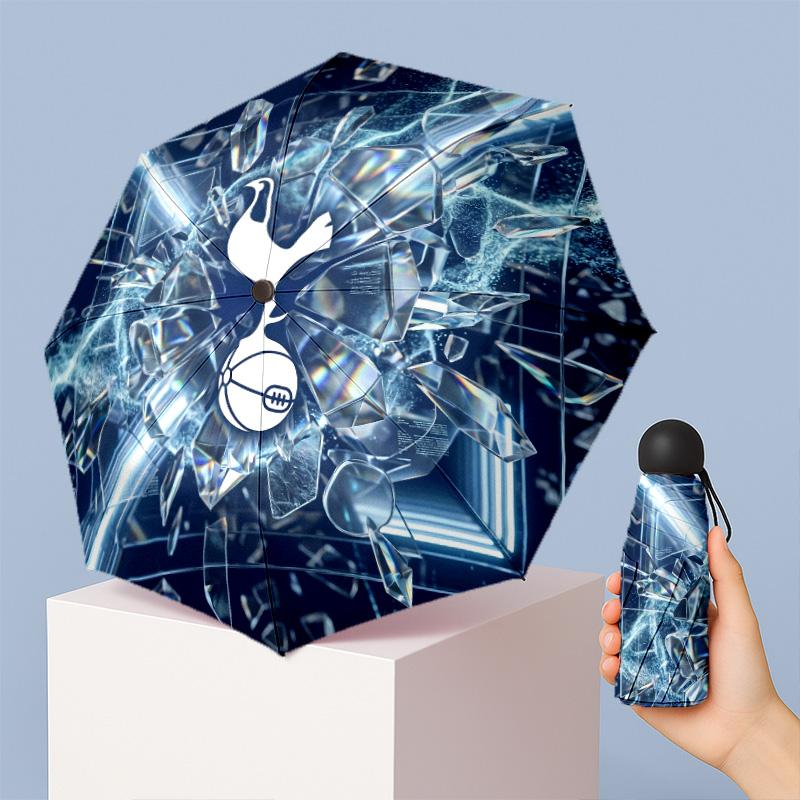 Tottenham Hotspur Pattern Printed Mini 5 Folds 8 Ribs Compact Umbrella Windproof Waterproof Lightweight Portable Folding