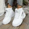 Женские зимние кроссовки с мехом белые женские кроссовки на платформе теплые женские кроссовки на толстой подошве кожаные высокие повседневные туфли