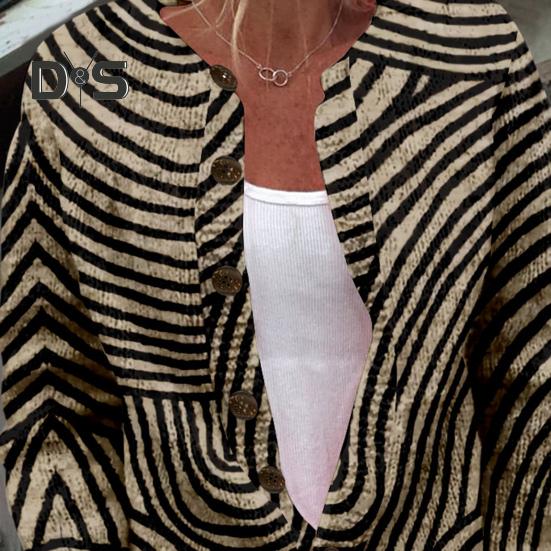 Женский свитер, пальто, круглый вырез, длинный рукав, анималистичный принт, вязаная верхняя одежда, свободный крой, открытый спереди, кардиган