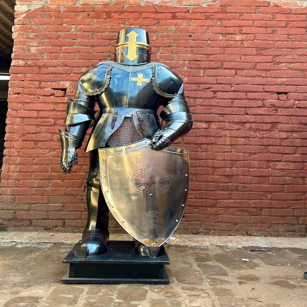 Medieval Templar Knight Armor Suit | Armor Gauntlets | Halloween Cosplay Accessories | Halloween Role Play Costume ~ Larp Armor Stee