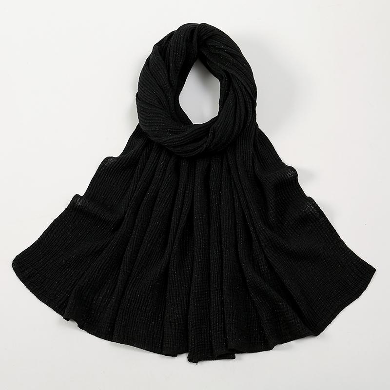 Новый жатый хлопковый хиджаб-шарф женский тюрбан мусульманская шаль однотонная бандана дышащие женские шали фуляр блестящие хиджабы Рамадан