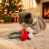 Mesh Tube Teething Toys Christmas Catnip Toy for Indoor Cats, Stuffed Cat Chew with Relief Kittens Tube, Interactive Flexible Bell Holiday Gift Teeth