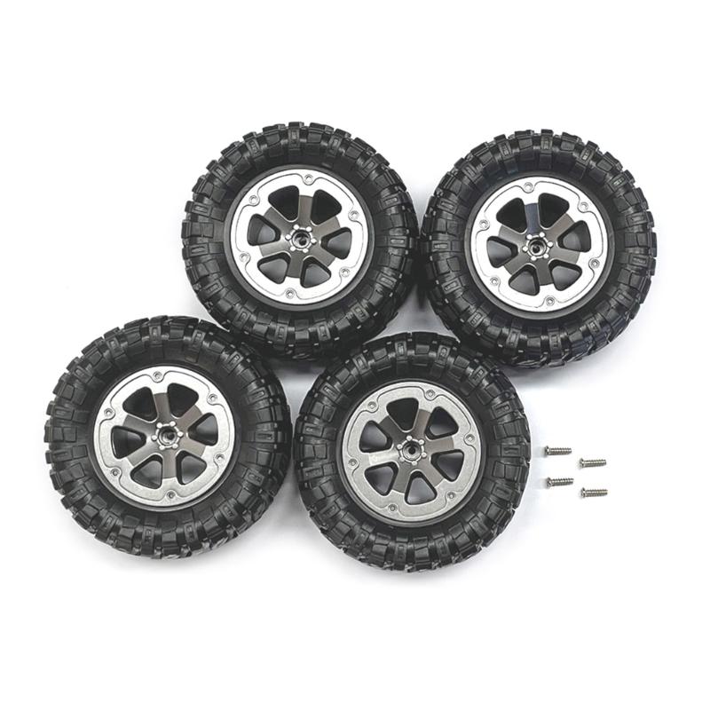 4PCS RC Military Truck 70mm Beadlock Wheel Tires & Rims Heavy Bearing Spare Part of MN90/91 FY001/002 1:12 Model for Car
