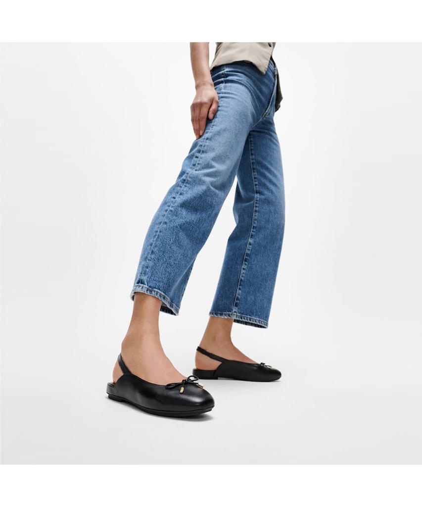 Fitflop [Delicato] Женские кожаные босоножки-слингбэки с ремешком-лентой - Черные (Ft59K2M095)