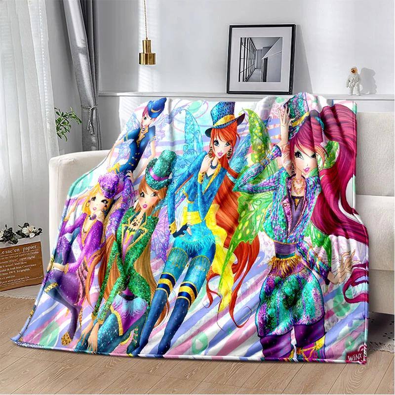 Мягкое плюшевое одеяло для девочек-бабочек, фея Winx Club, фланелевое одеяло для гостиной, спальни, кровати, дивана, пикника