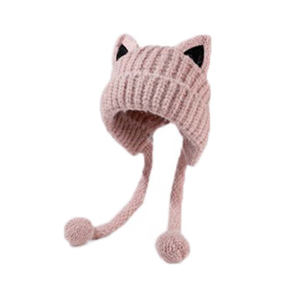 Ветрозащитная шапка с медвежьими ушками и кисточками, зимняя шапка-бомбер, вязаная шапка с кошачьими ушками для отдыха, уличная одежда