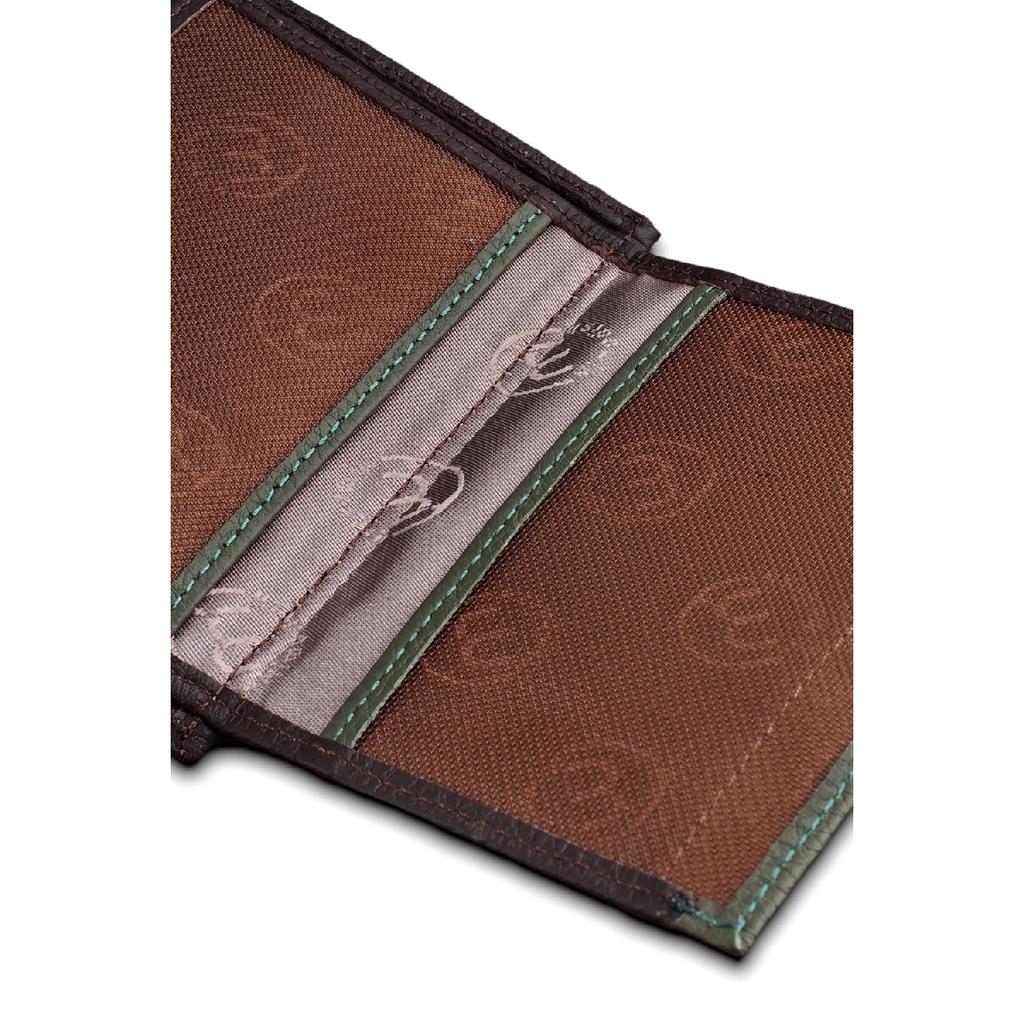 Роскошный мужской кошелек цвета хаки Camel с монетными глазами