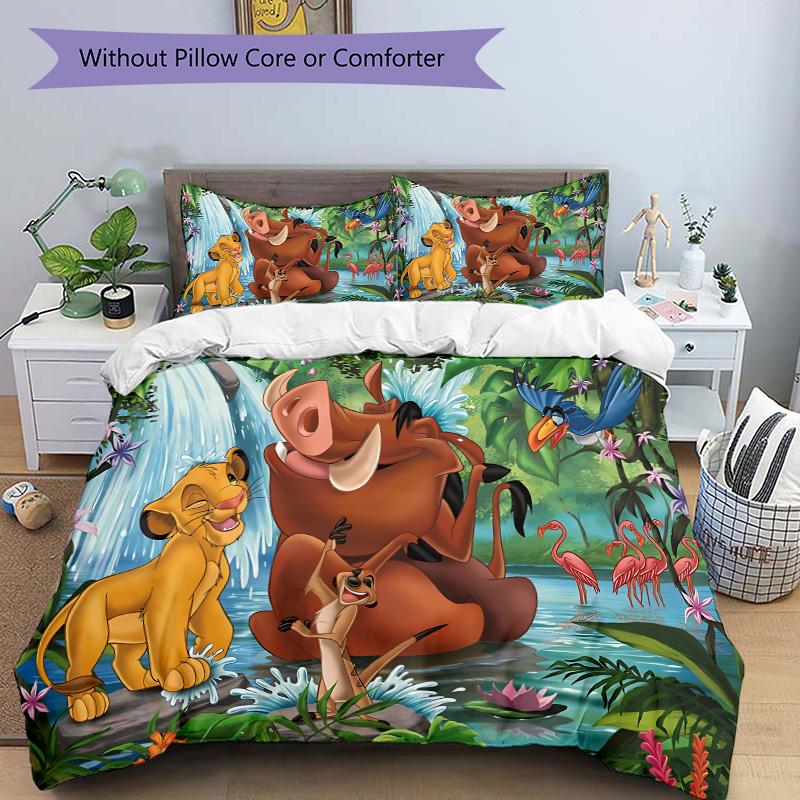 Lion Jungle Adventure Print 3Pcs Bedding Setduvet Cover With 2 Bedropillowcase Home Birthday Gift