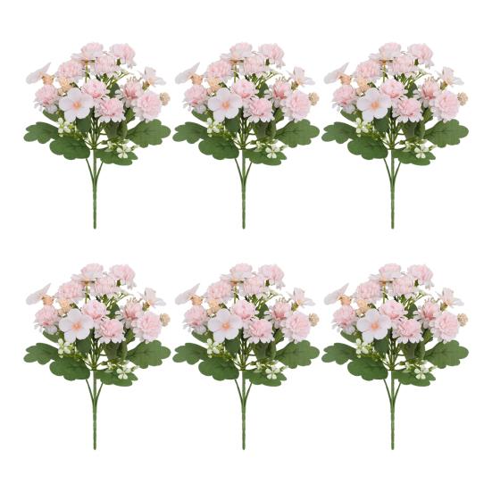 6 шт. искусственных цветов с зелеными листьями, реалистичные поддельные пластиковые цветы для дома, офиса, свадьбы, вечеринки, помещения, улицы, искусственные цветы, растения, украшения