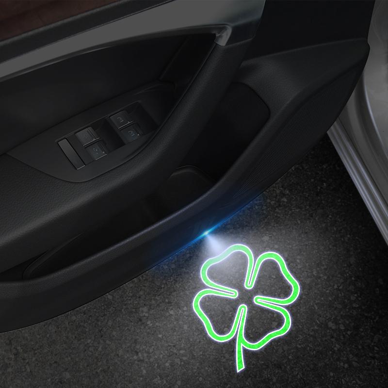 Four Leaf Clover Logo Wireless Courtesy Car Door Projector LED Welcome Lights For Alfa Romeo Giulia Giulietta Sportiva Decor