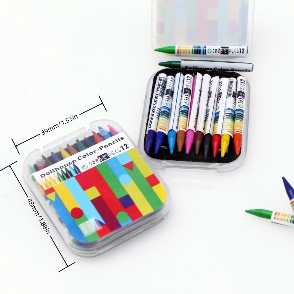 Dollhouse Miniature Mini Boxed Colorful Crayon Dolls Accessories Mini Painting Tools Dollhouse Decoration Scene Model