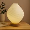 USB Dimmable Spiral Bedside Lamp with Wood Base