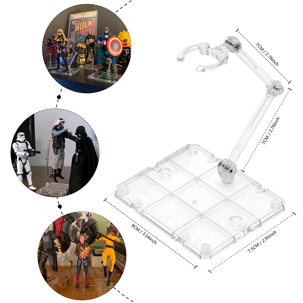 Splicable Action Figure Stand, Clear Assembly Display Holder Base Doll Model Support Stand for 6" HG RG SD SHF Gundam 1/144 Toys