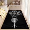 Spiritual Area Rug, Viking Raven Vegvisir Rune White Black Poster, Living Room Decor, Non-Slip Mat