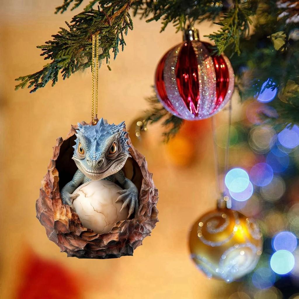 Colorful Cartoon Dinosaur Egg Acrylic Car Hanging Ornament For Festive Home Decor