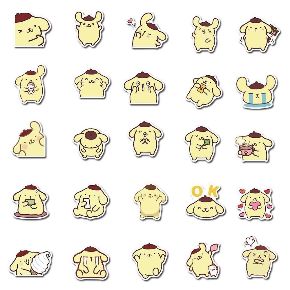 10/30/50 шт. Мультяшные стикеры Pompom Purin Sanrio, смешные кавайные аниме-стикеры для скрапбукинга, скрапбука, автомобиля, водонепроницаемые наклейки