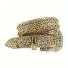 Pin Buckle Rhinestone Belt Women, Fashion Edge Bead Decorative Belt, Punk Jeans Belt