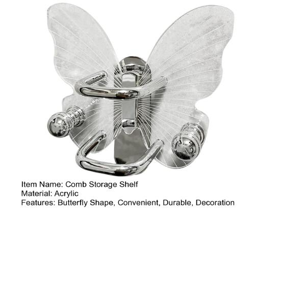 Полка для хранения расчески, самоклеящаяся полка для хранения в ванной комнате, акриловый держатель в форме бабочки