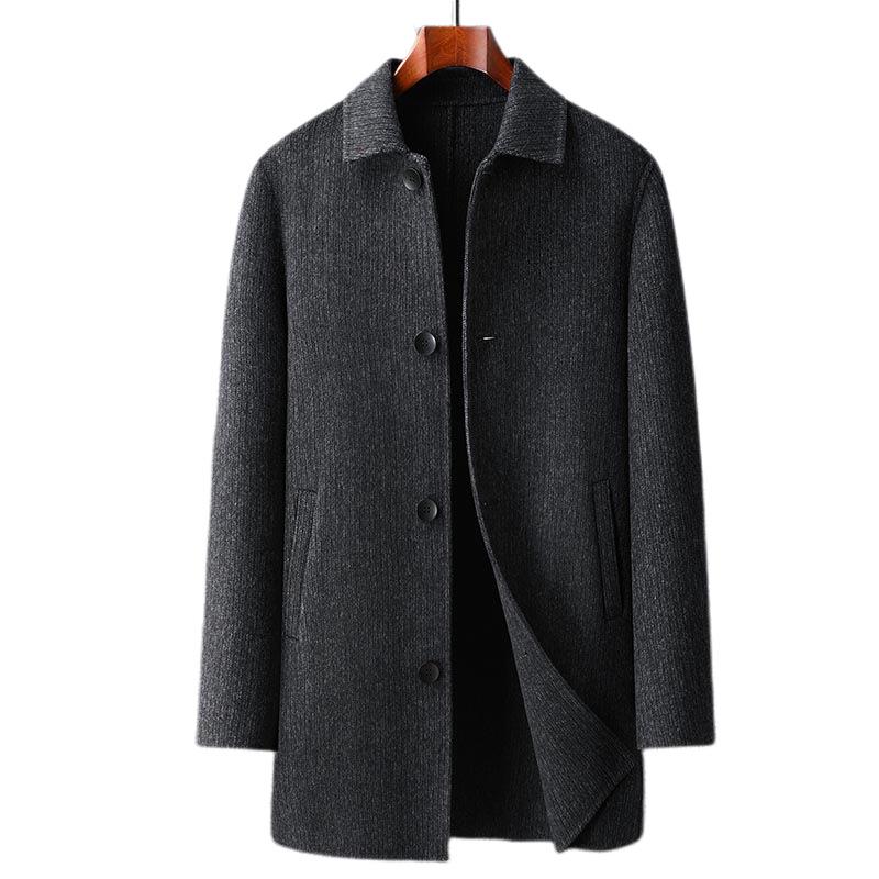Autumn and Winter Men's Double-sided Woolen Coat Plus Size Woolen Coat Business Men's Medium and Long Woolen Coat