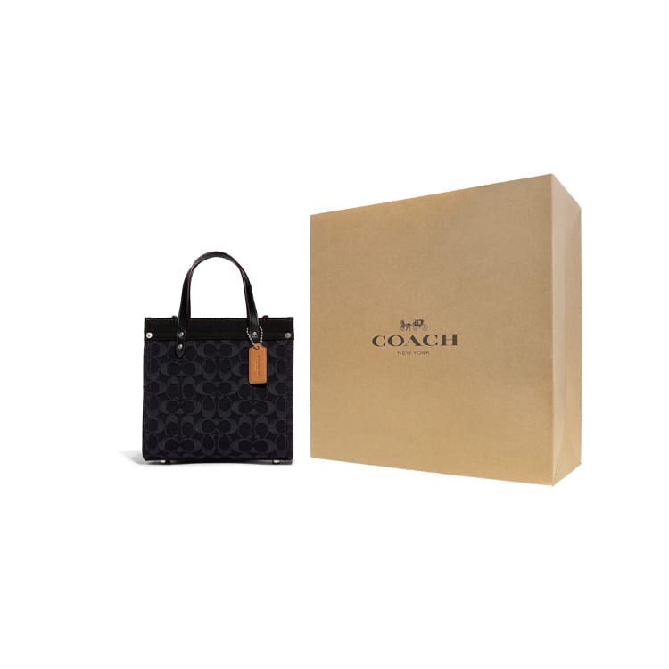 COACH Field Fabric With Cow Leather Tote Bag, Shopping Bag, Shoulder Bag, Crossbody Bag, Handbag Small Women's Black CG091-LHDRJ