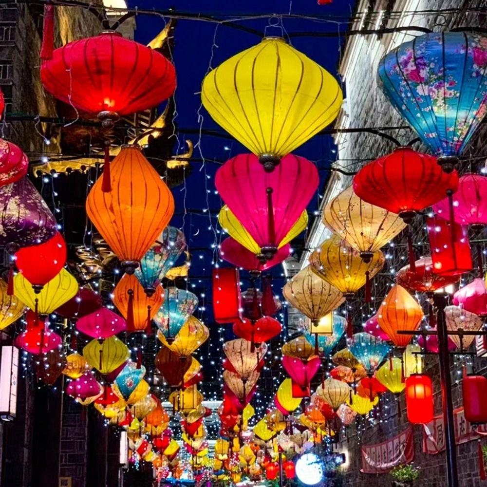 Handmade Fabric Retro Vietnamese Lantern Traditional Festival Japanese Lantern Wedding Party