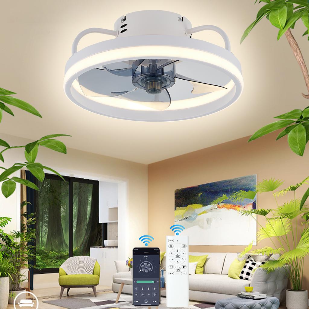 IRALAN Modern Ceiling Fan with Light Silent LED Ceiling Fan Light with Remote Control Lamps for Room Restaurant Home Appliance
