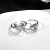 Сердце Ман Цимен ~ Любовь Циркон Сладкий Крутой Стиль Открытое Кольцо Алмазное Кольцо Женское Супер Блестящее Кольцо Феи Нишевое Кольцо на Указательный Палец