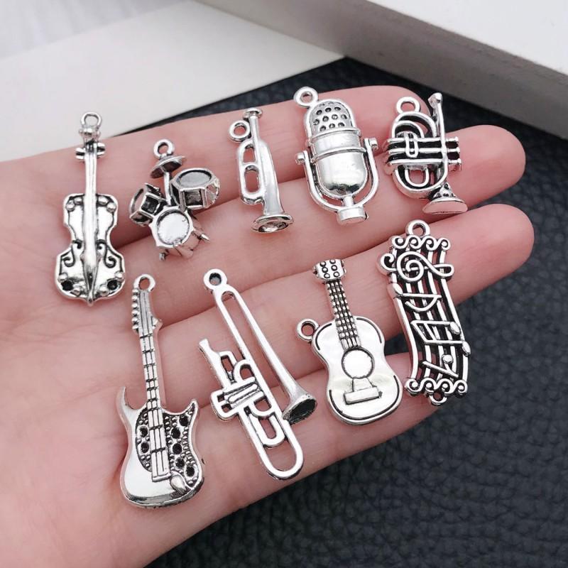 Vintage Music Instrument Charms Alloy Pendant DIY Bracelet Necklace Keychain Craft Jewelry Supplies