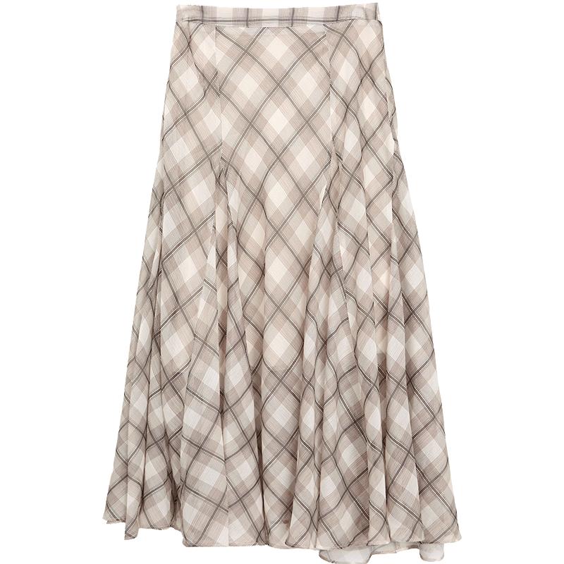 Betu Women's Plaid A-Line Midi Skirt