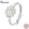 BAMOER 925 Sterling Silver Opal Sun Opening Ring Apollo Adjustable Ring for Women Party Birthday Gift Fine Jewelry