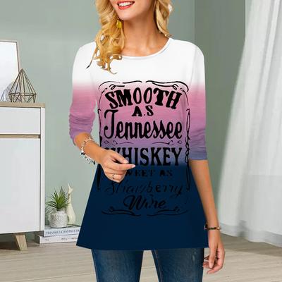 Плюс Размер Женский Цветочный Английский Принт Круглый Вырез Повседневный Свободный Длинный Рукав Топ