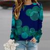 Tops For Women Geometric Circle Print Round Neck Long Sleeve T-shirt Fall Casual Slim Pullover Women's Long Sleeve Top