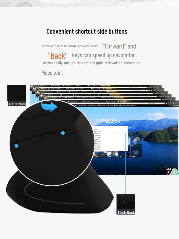 Эргономичная вертикальная беспроводная оптическая мышь - 2.4G