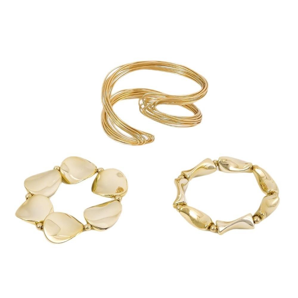 Punk Open Cuff Bracelets Irregular Metal Bracelets Set New Chunky Chain Bangles Jewelry