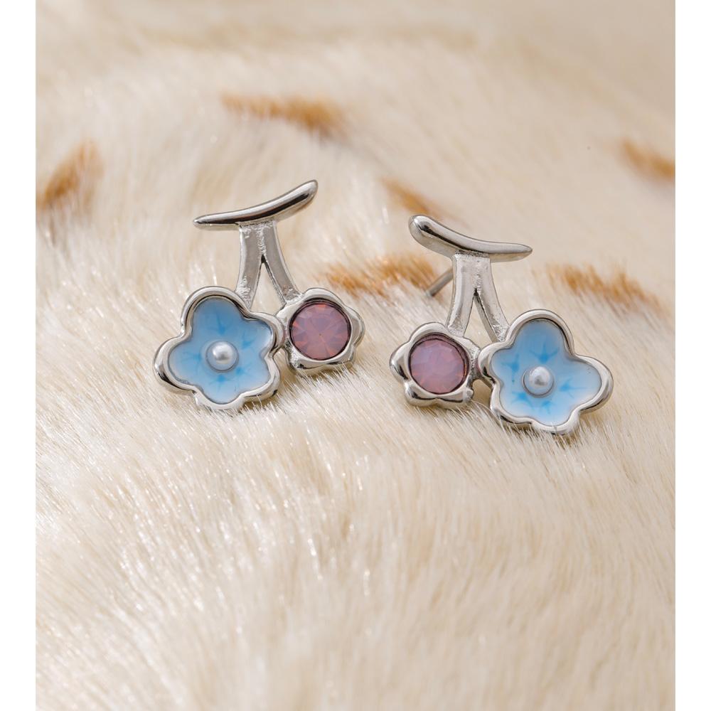 Yhpup Cute Spring Style Enamel Flower Sweet Stud Earrings for Women Non Tarnish Charm Young Jewelry PVD Plated Waterproof Gift