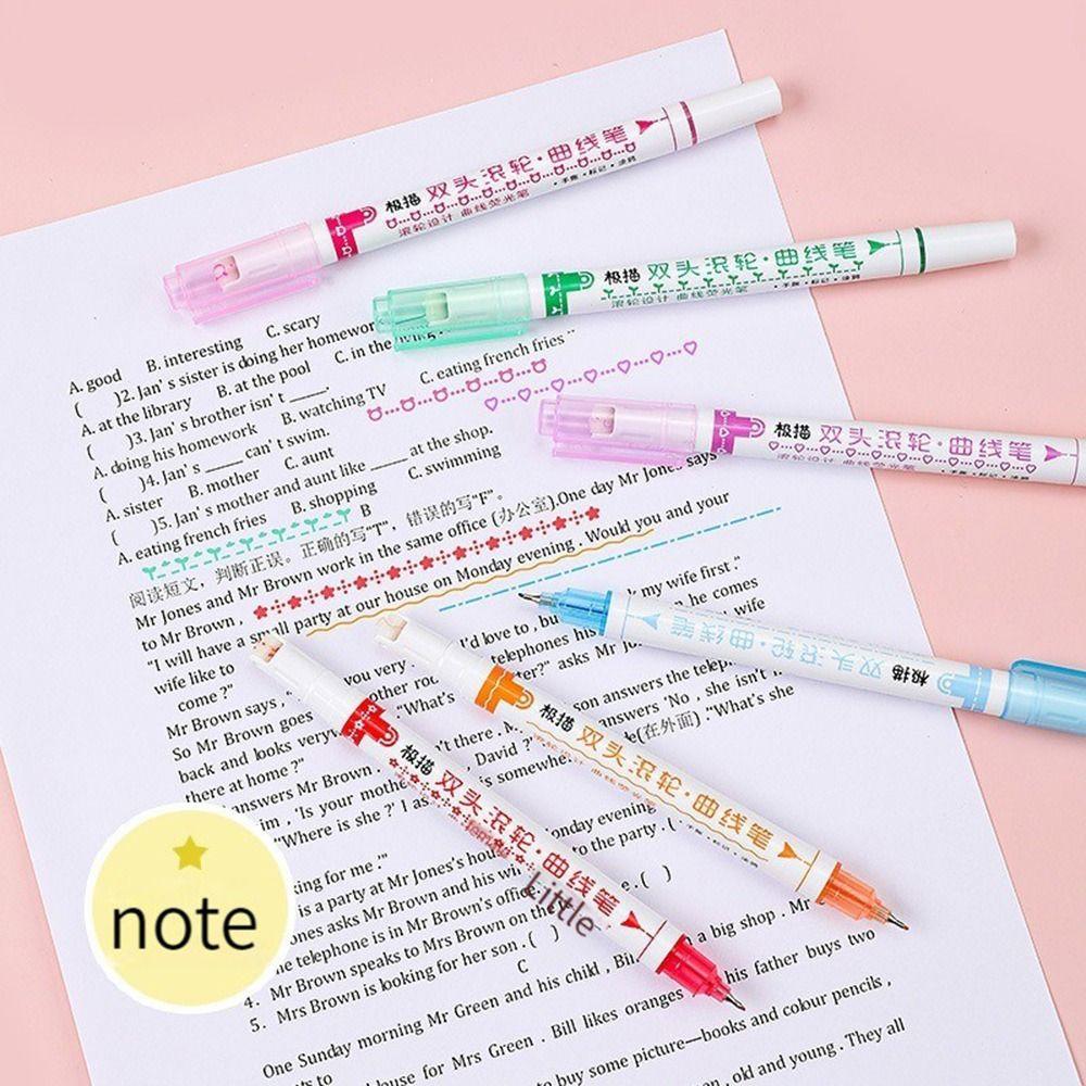 Curve Line Double Head Marker Multiple Shapes Markers Pen Curve Highlighter Pen Integrated