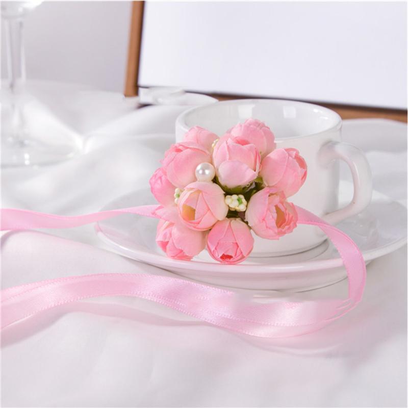 Корсаж на запястье, браслет невесты из искусственного шелка с цветком, свадебные аксессуары, рука сестры