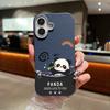 Чехол для телефона из однотонной кожи с текстурой милого мультяшного рисунка в виде панды для iPhone 16 Pro 15 14 Plus 13 12 Pro Max 11, ударопрочный, мягкий, из ТПУ, тонкий чехол