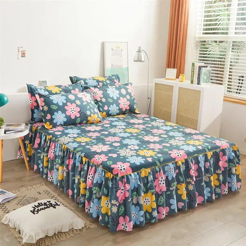 Korean Version Bed Skirt Style Single Piece Bed Sheets Bed Covers Mattresses Anti Slip Protective Covers Dust Covers