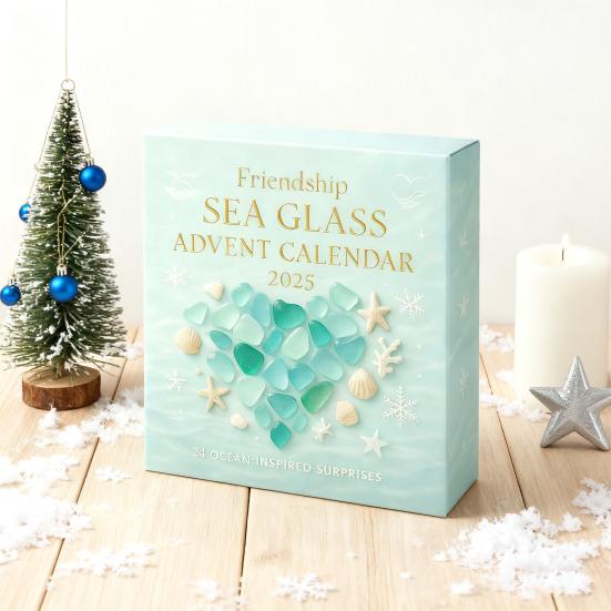 Адвент-календарь из морского стекла «Дружба» 24 дня Акриловое украшение с океаном