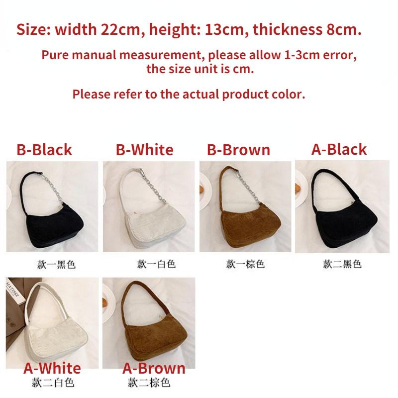 Corduroy Underarm Bag Casual Women Shoulder Bags Travel Armpit Shopping Pouch Phone Pouch Zipper Female Handbag Clutch