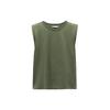 Однотонная простая футболка без рукавов с круглым вырезом и подплечниками, женские топы цвета хаки 00858034505-34