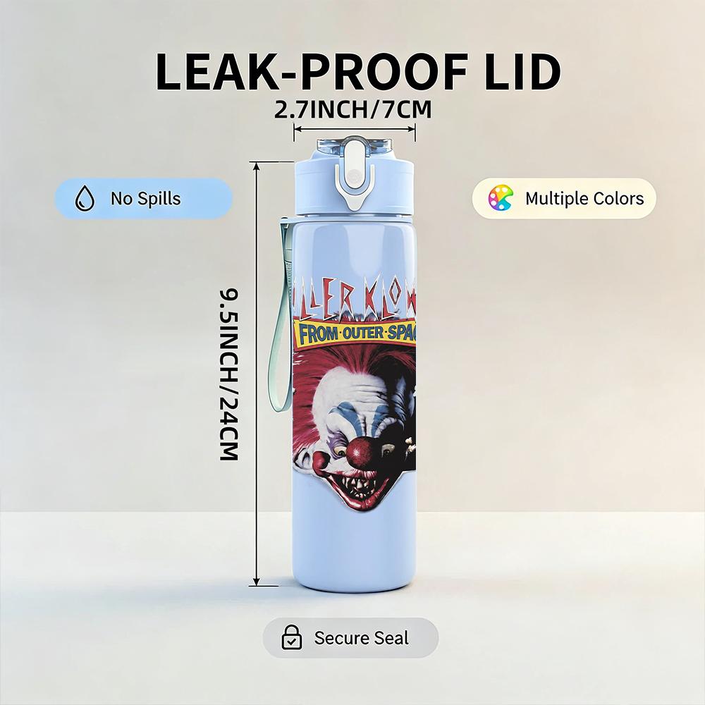1PC Horror Clown Retro Skull Graphic Print 750ml Portable Sports Water Bottle Leakproof Gym Outdoor Travel Drink Cup