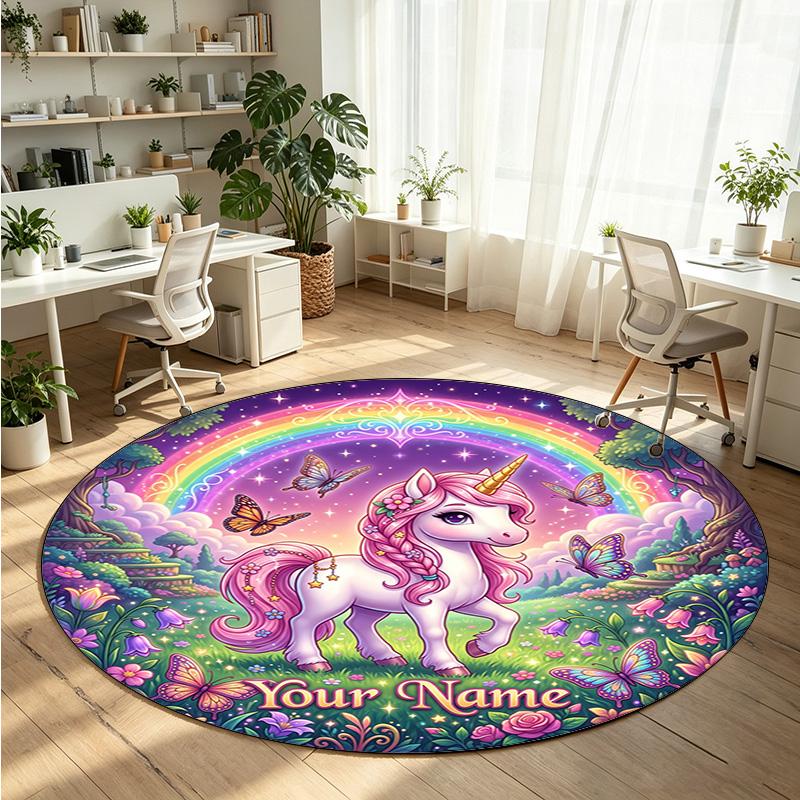 Wild Animals (41) Theme Round Crystal Velvet Rug Custom Name Text Personalized Floor Mat Home Decor Non Slip Crystal Carpet