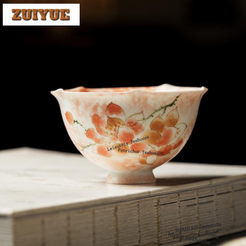 100ml Hand-painted Magnolia Teacup Elegant Tea Bowl Cute Cup Tea-tasting Fragrance Cup Jianzhan Master Cups For Tea Decoration