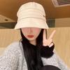 Hat Women's Autumn and Winter New Metal Standard Suede Cap Big Head Circumference Versatile Bucket Hat Shows a Small Face