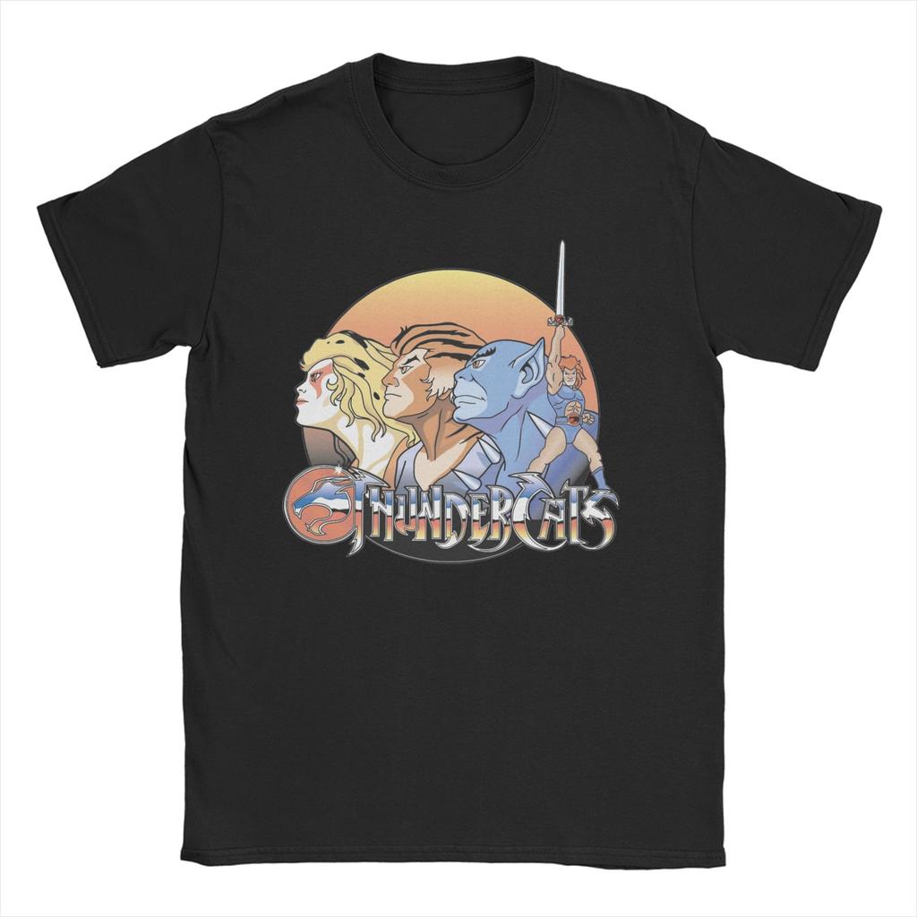 Logo Cartoon 80s Anime Lion Cool Men T Shirts Thundercats Funny Tees Short Sleeve Crew Neck TShirts Cotton 4XL 5XL Clothes
